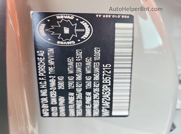 WP1AF2A53PLB57215 2023 PORSCHE MACAN Серый Вид подкапотного пространства