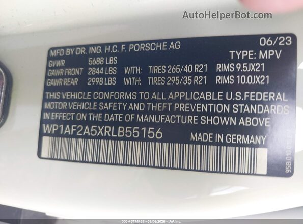 WP1AF2A5XRLB55156 2024 PORSCHE MACAN White ძრავის განყოფილების ხედი