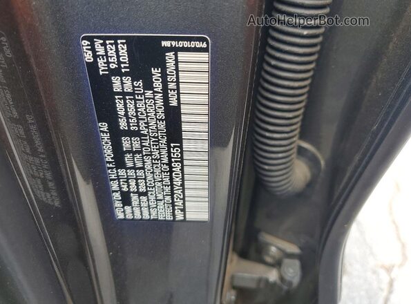 WP1AF2AY4KDA81551 2019 PORSCHE CAYENNE Gray VIN კოდის სტიკერის ხედი