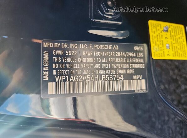 WP1AG2A54HLB53754 2017 PORSCHE MACAN Black Vista de la etiqueta del VIN