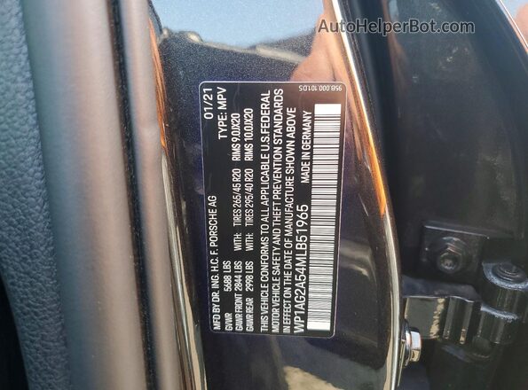 WP1AG2A54MLB51965 2021 PORSCHE MACAN Gray Widok naklejki z numerem VIN