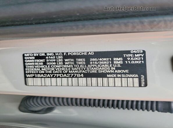 WP1BA2AY7PDA27784 2023 PORSCHE CAYENNE Gray Սալոնի 360 աստիճան տեսք