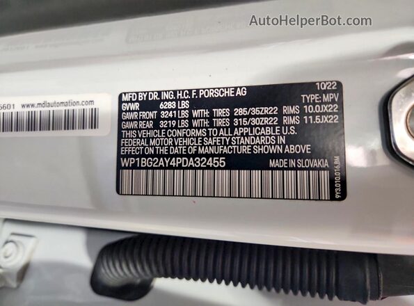 WP1BG2AY4PDA32455 2023 PORSCHE CAYENNE White სალონის 360-გრადუსიანი ხედი