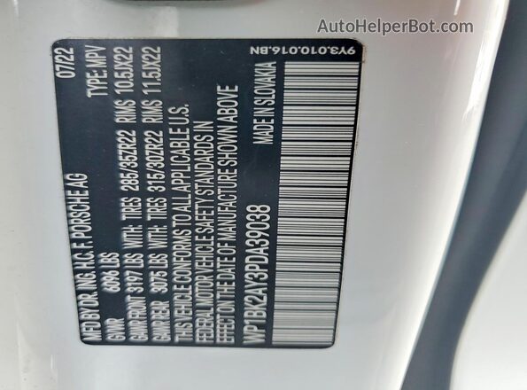 WP1BK2AY3PDA39038 2023 PORSCHE CAYENNE White Widok komory silnika
