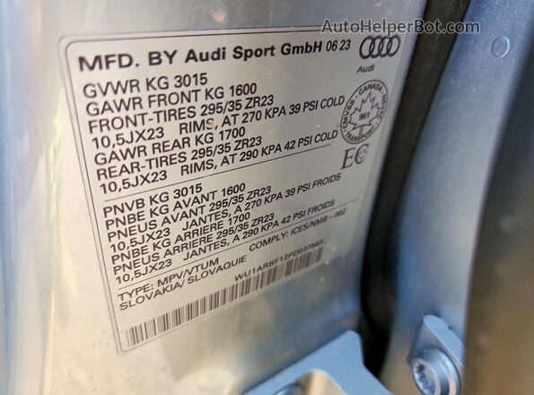 WU1ARBF12PD037563 2023 AUDI RS Silver 360 interior view