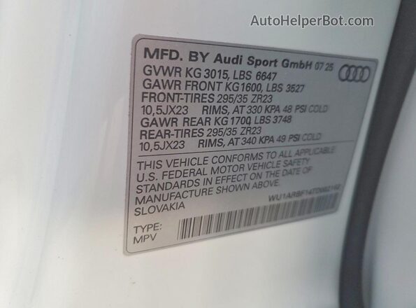 WU1ARBF14TD002162 2026 AUDI RS White Панорамний вид салону 360°