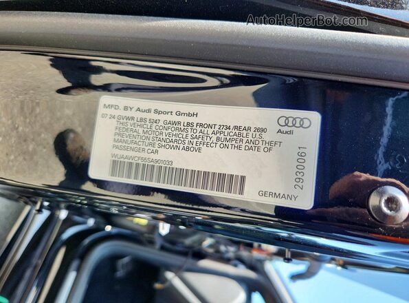 WUAAWCF55SA901033 2025 AUDI RS5 Black Widok naklejki z numerem VIN