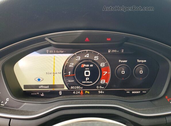 WUABWDF57KA902677 2019 AUDI RS5 Silver Սարքավորումների վահանակի տեսք