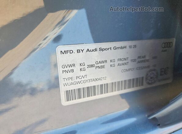 WUAGWCGY3TA904212 2026 AUDI RS3 Синий Вид подкапотного пространства
