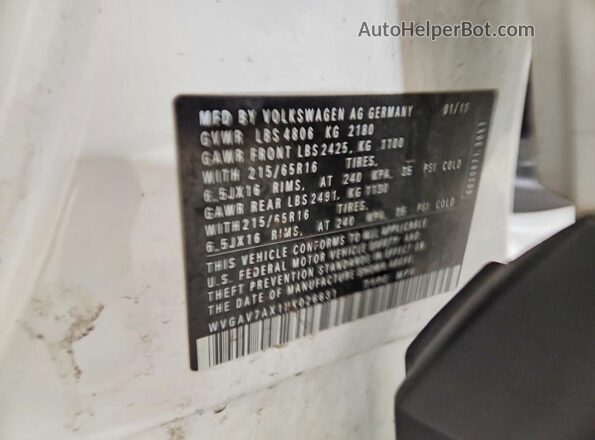 WVGAV7AX1HK026631 2017 VOLKSWAGEN TIGUAN White VIN կոդի պիտակի տեսք