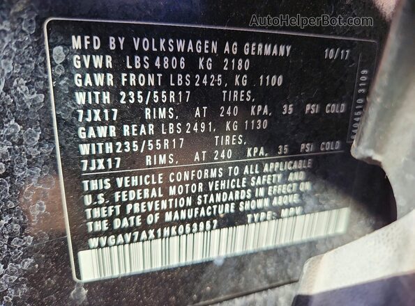 WVGAV7AX1HK053957 2017 VOLKSWAGEN TIGUAN Black VIN կոդի պիտակի տեսք