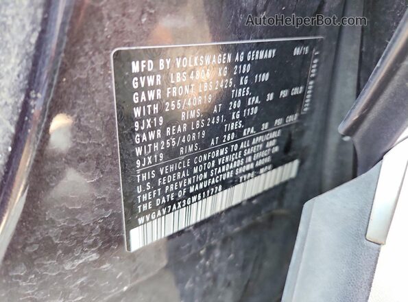WVGAV7AX3GW511778 2016 VOLKSWAGEN TIGUAN Charcoal Widok naklejki z numerem VIN