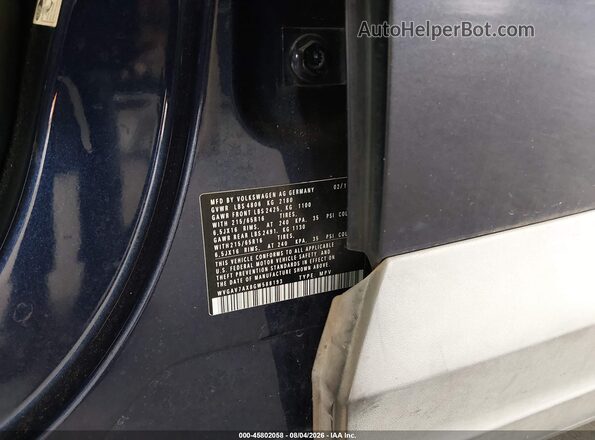 WVGAV7AX8GW588193 2016 VOLKSWAGEN TIGUAN Blue ძრავის განყოფილების ხედი