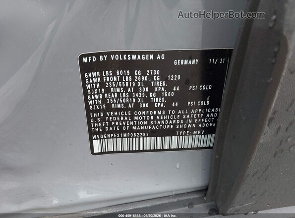 WVGGNPE21MP062292 2021 VOLKSWAGEN ID.4 Серый Вид подкапотного пространства