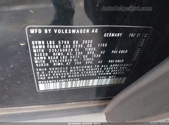 WVGKMPE20MP060790 2021 VOLKSWAGEN ID.4 Black ძრავის განყოფილების ხედი