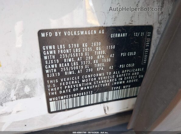 WVGTMPE21MP065212 2021 VOLKSWAGEN ID.4 White Vista del compartimento del motor