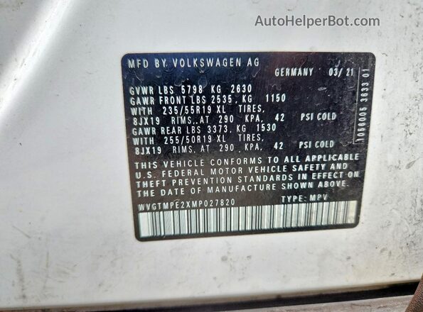 WVGTMPE2XMP027820 2021 VOLKSWAGEN ID.4 Белый Вид подкапотного пространства