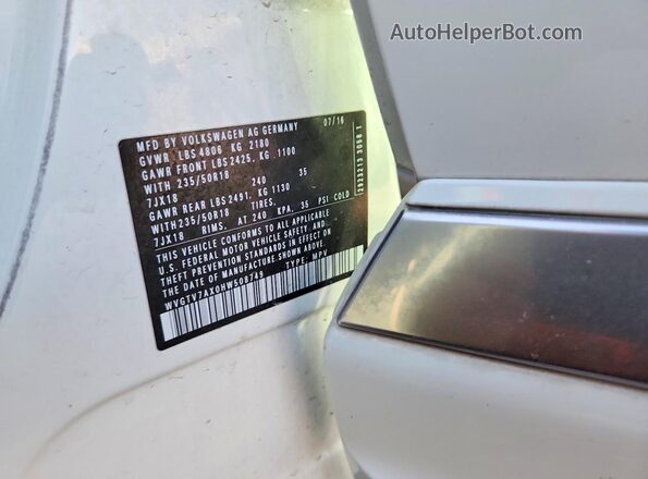 WVGTV7AX0HW508749 2017 VOLKSWAGEN TIGUAN White Вид наклейки з VIN-кодом