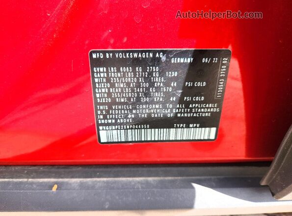 WVGUNPE2XNP044958 2022 VOLKSWAGEN ID.4 Red 360 interior view