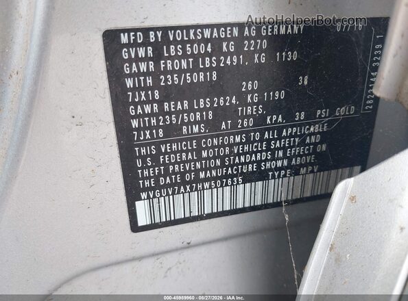 WVGUV7AX7HW507635 2017 VOLKSWAGEN TIGUAN Silver Widok komory silnika