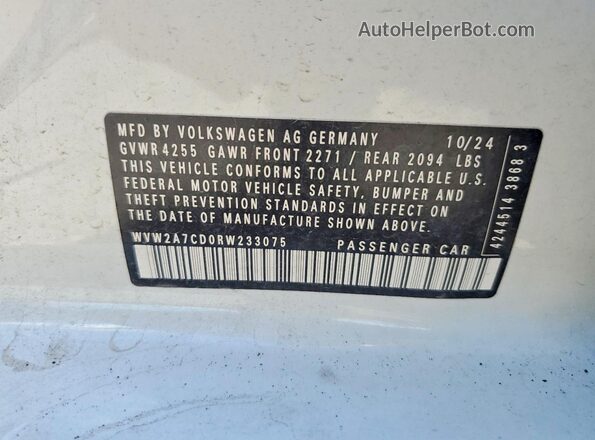 WVW2A7CD0RW233075 2024 VOLKSWAGEN GTI White Вид підкапотного простору