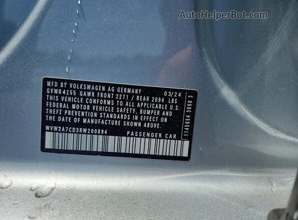 WVW2A7CD3RW200894 2024 VOLKSWAGEN GTI Silver Vista del compartimento del motor