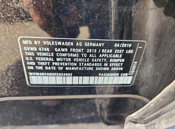 WVWAR7AN2KE024092 2019 VOLKSWAGEN ARTEON Black Вид підкапотного простору