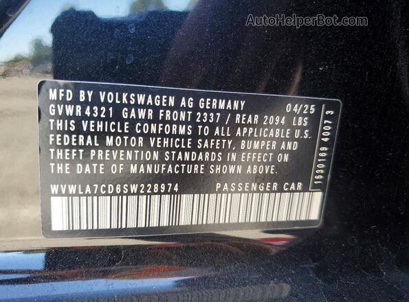 WVWLA7CD6SW228974 2025 VOLKSWAGEN GTI Black Widok naklejki z numerem VIN
