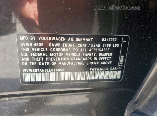 WVWSR7AN3LE014659 2020 VOLKSWAGEN ARTEON Black Vista de la etiqueta del VIN