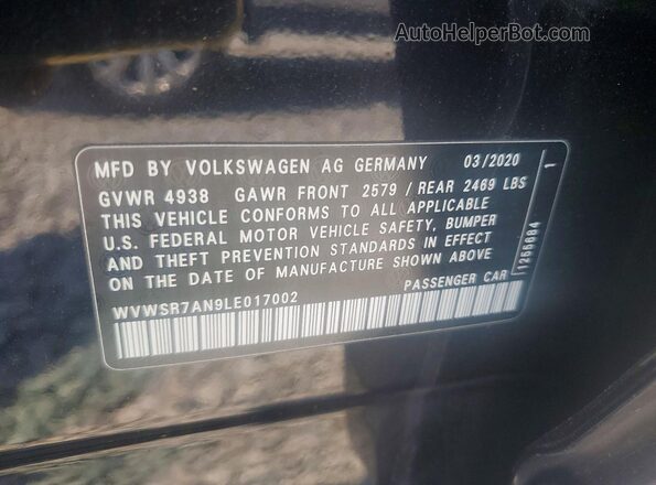 WVWSR7AN9LE017002 2020 VOLKSWAGEN ARTEON Черный Вид подкапотного пространства