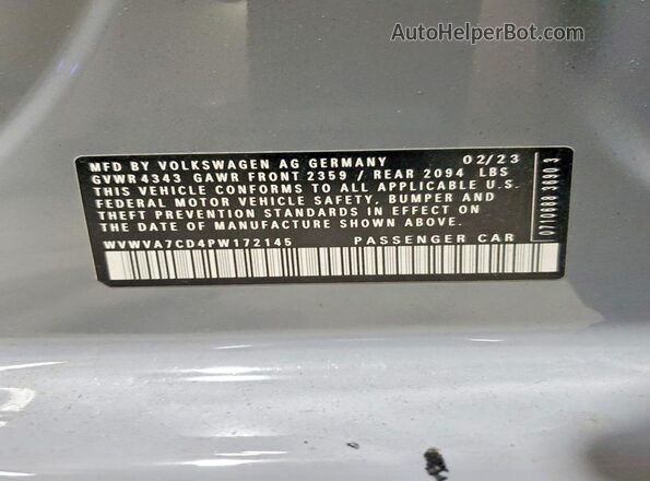 WVWVA7CD4PW172145 2023 VOLKSWAGEN GTI Gray Панорамний вид салону 360°