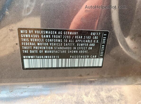 WVWWF7AU8JW063915 2018 VOLKSWAGEN GOLF Gray Շարժիչի բաժամունքի տեսք