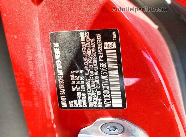 WZ1DB0C07NW051668 2022 TOYOTA GR Red Vista del compartimento del motor
