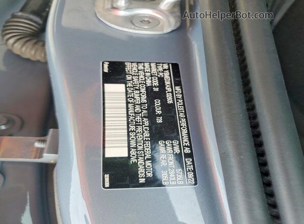 YSMED3KA3PL132605 2023 POLESTAR 2 Gray Widok naklejki z numerem VIN