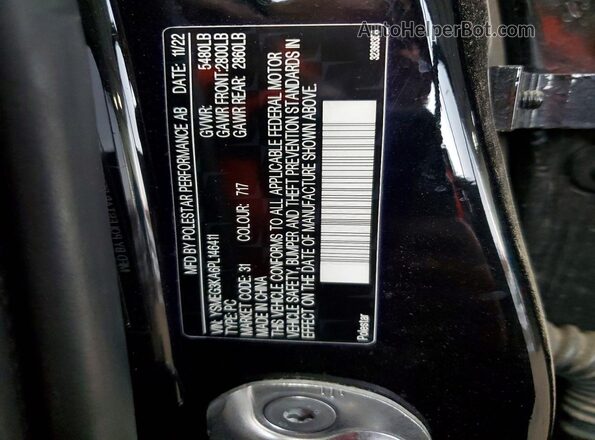 YSMEG3KA6PL146411 2023 POLESTAR 2 Black VIN sticker view