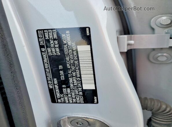 YSMEG3KA8PL115614 2023 POLESTAR 2 White VIN კოდის სტიკერის ხედი