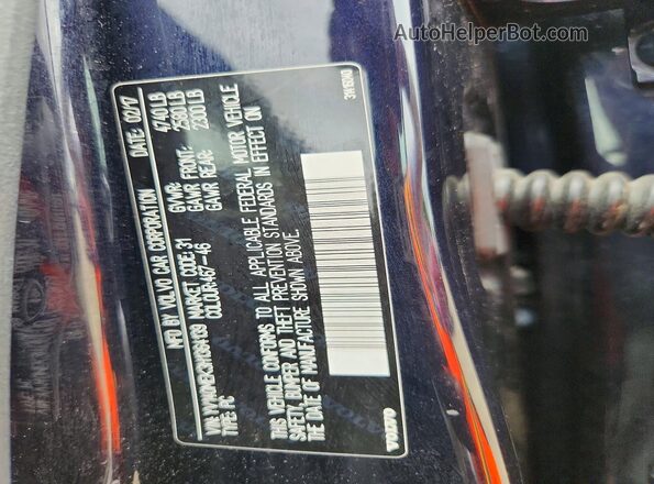 YV140MEK3H1364139 2017 VOLVO V60 Синий Вид подкапотного пространства
