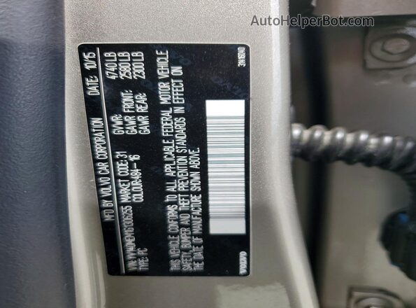 YV140MEM1G1306255 2016 VOLVO V60 Silver Вид підкапотного простору