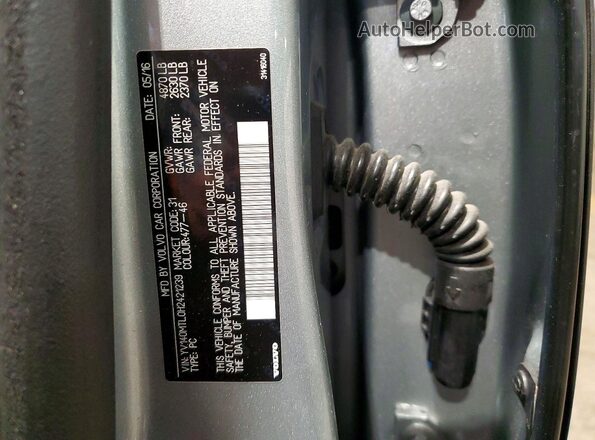 YV140MTL0H2421239 2017 VOLVO S60 Silver Vista de la etiqueta del VIN