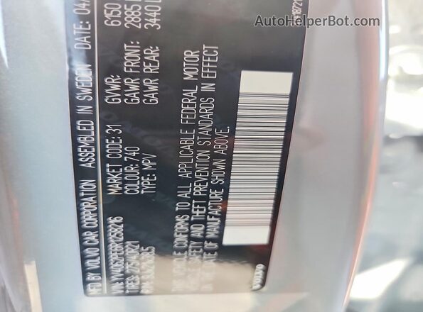 YV4062PE6R1258216 2024 VOLVO XC90 Silver Вид наклейки з VIN-кодом