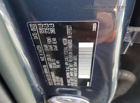 YV4062RL6N1084301 2022 VOLVO XC60 Blue Widok naklejki z numerem VIN