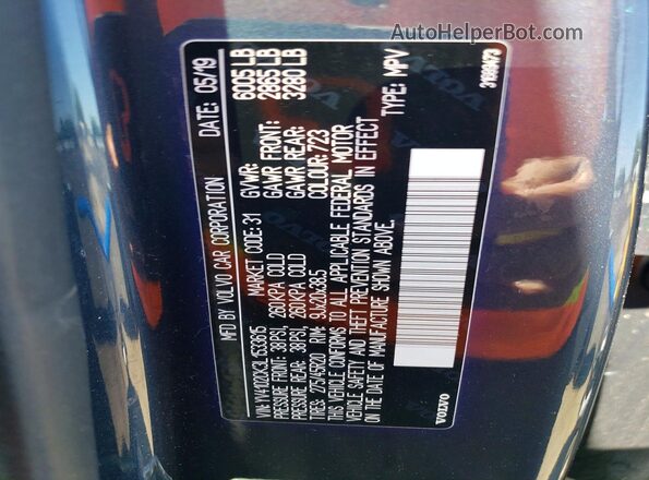 YV4102CK3L1533615 2020 VOLVO XC90 Blue Widok naklejki z numerem VIN