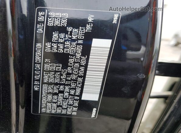 YV4102KK7H1120069 2017 VOLVO XC90 Black Vista de la etiqueta del VIN
