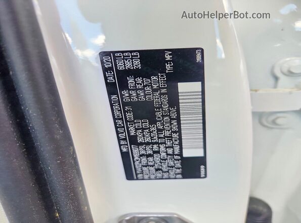 YV4102PK3M1699077 2021 VOLVO XC90 White VIN կոդի պիտակի տեսք