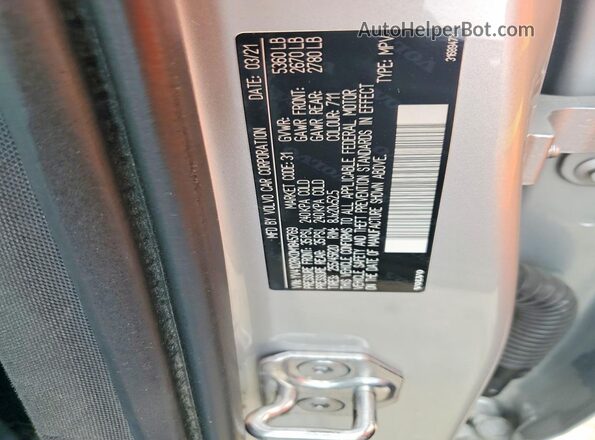 YV4102RK0M1845769 2021 VOLVO XC60 Silver VIN կոդի պիտակի տեսք