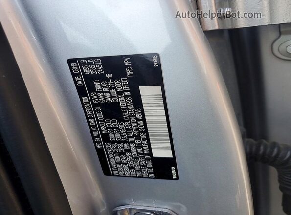 YV4162UKXK2145352 2019 VOLVO XC40 Серебряный Вид наклейки с VIN-кодом