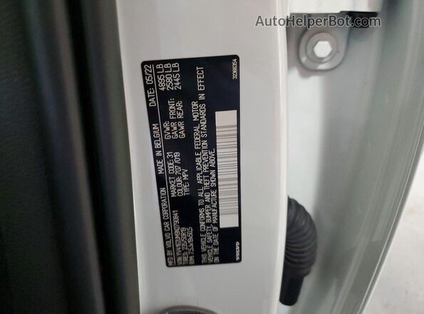 YV4162UM9N2790841 2022 VOLVO XC40 White VIN კოდის სტიკერის ხედი