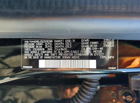 YV440MDJ2G2918288 2016 VOLVO XC60 Black Engine compartment view