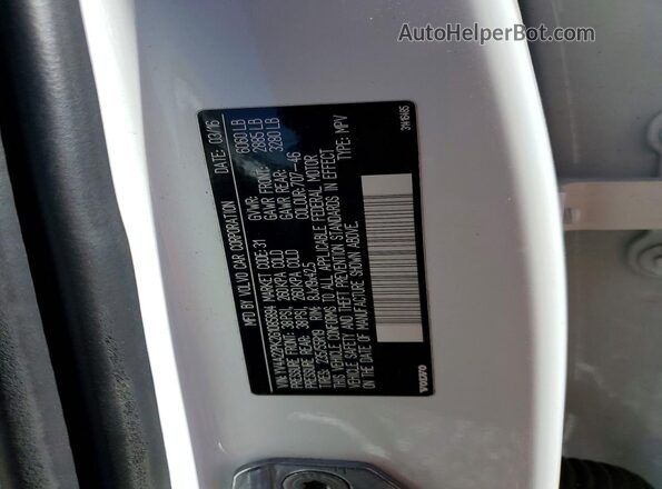 YV4A22PK2G1085894 2016 VOLVO XC90 Белый Вид наклейки с VIN-кодом