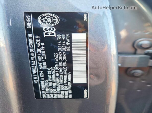 YV4A22PL3G1086674 2016 VOLVO XC90 Серый Панорамный вид салона 360°